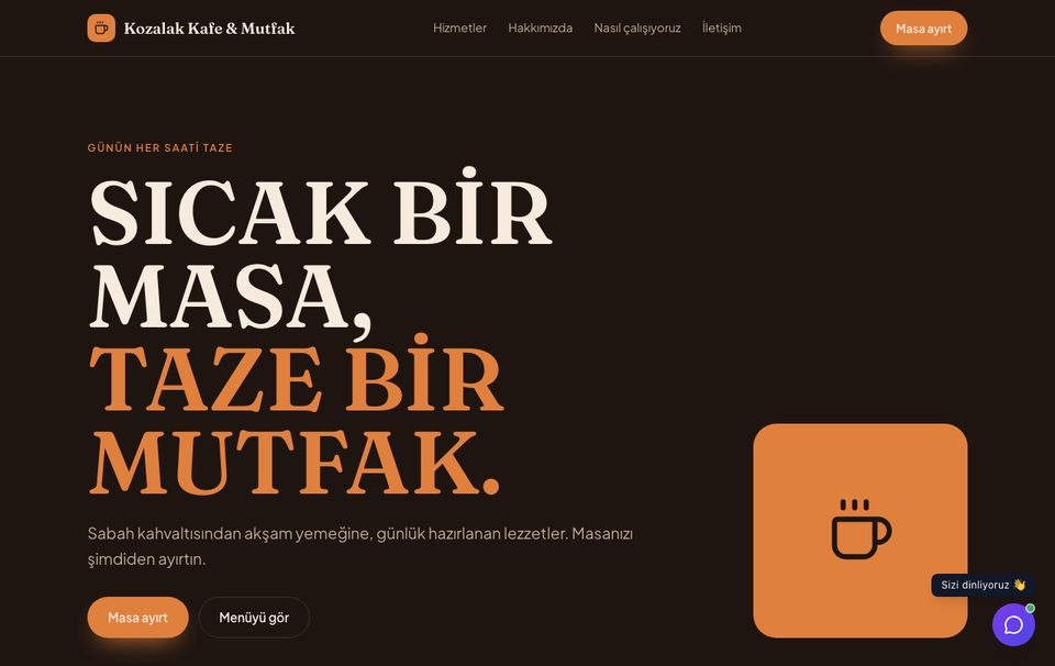 Restoran ve kafe web sitesi örneği